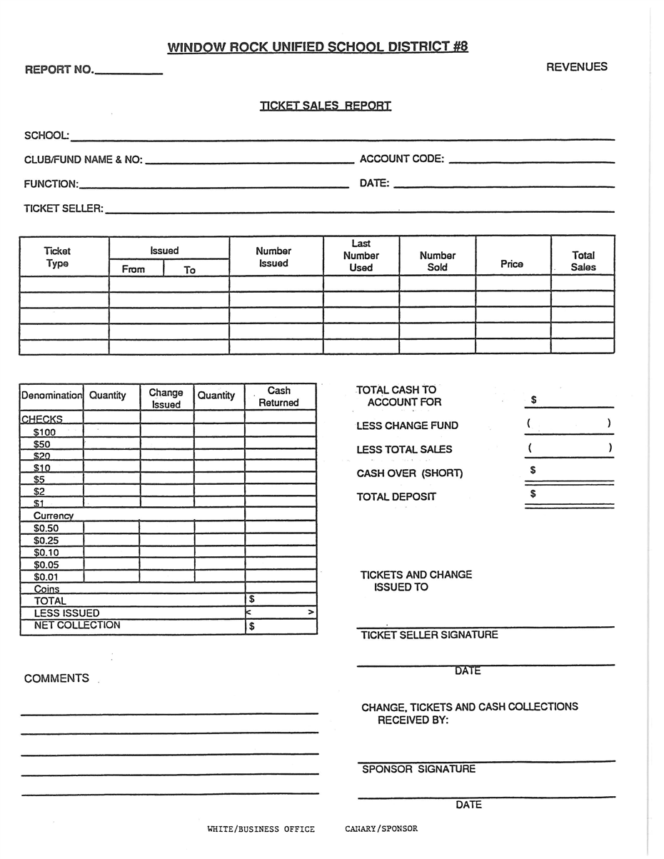 Ticket Sales Report Form